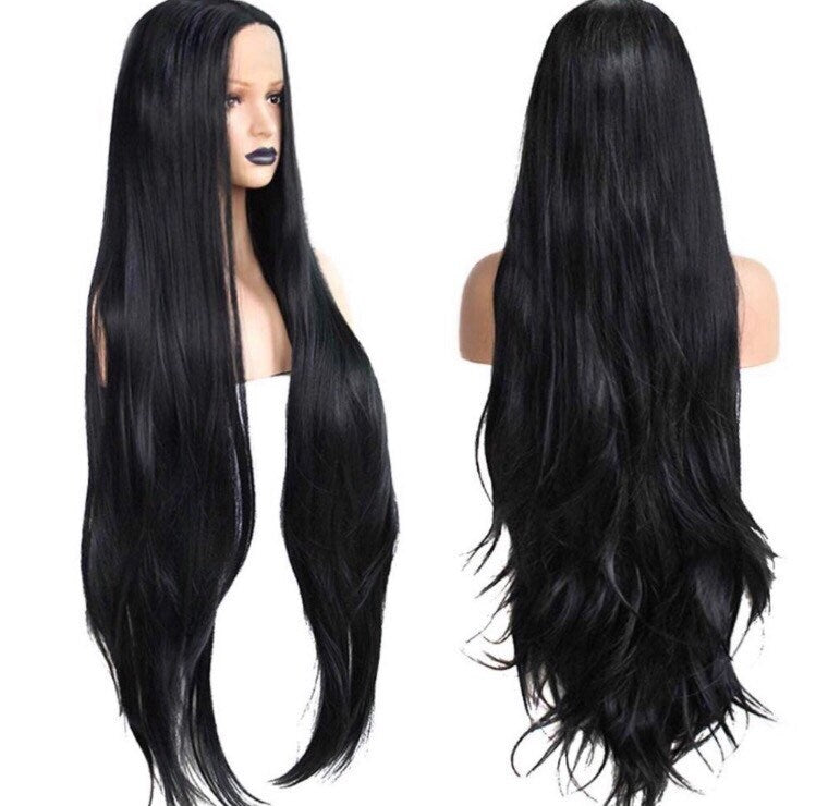 32 Black Long Straight Lace Front Wig NWT Goddess Beauty