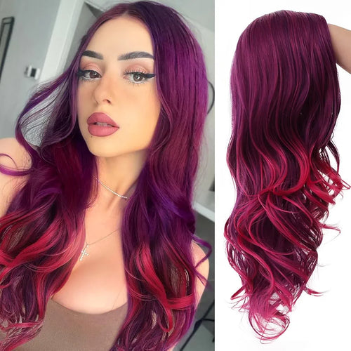 Burgundy Dark Purple Full Wig