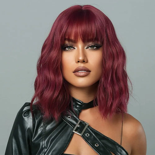 Dark Burgundy Shoulder Length Wig