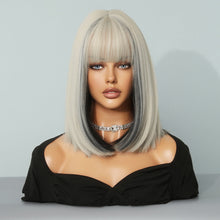 Gray Black Bob Full Wig