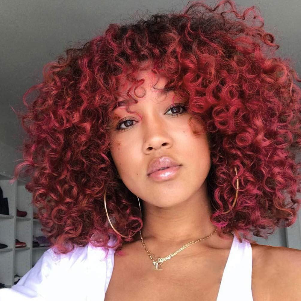 Big Red Curly Wig with Bangs Goddess Beauty Royal Wigs