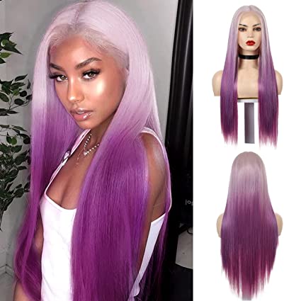 Ombre Purple  Beauty Straight Lace Front Wig
