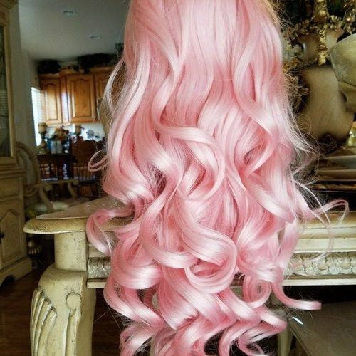 Pink Curly Wavy Lace Front Wig - Goddess Beauty Royal Wigs