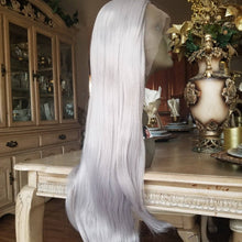 Gray White Straight Wavy Lace Front Wig - Goddess Beauty Royal Wigs