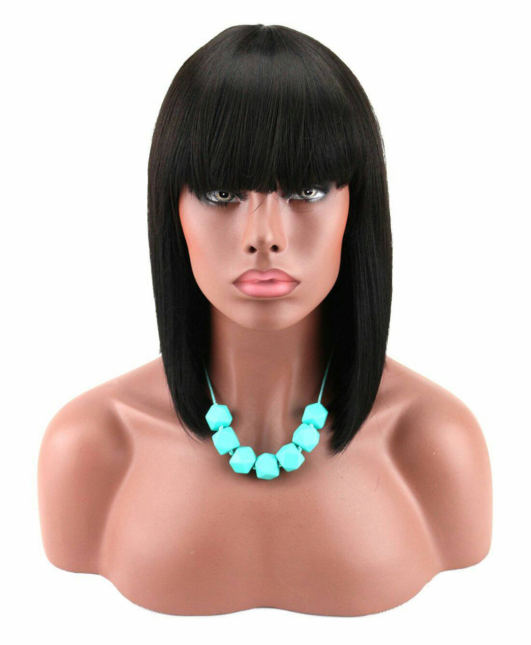 Black// Beauty Wig//Yaki Straight//Bob//Bangs//Short Wig - Goddess Beauty Royal Wigs