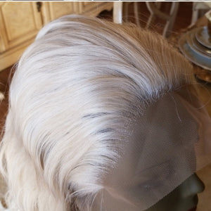 White Blonde//Icy// Lace Front Wig//Goddess//Wig//Ready to Ship//NWT//Human Hair//Synthetic Wig//Natural// Wavy//Stunning Wig//Beautiful//