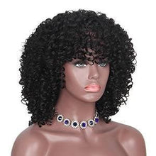 Black/ Kinky Curly Wig/Wi Exquisite Black Short Kinky Curly/ Synthetic Afro/ with Bangs for Black Women Heat Resistant Hair - Goddess Beauty Royal Wigs