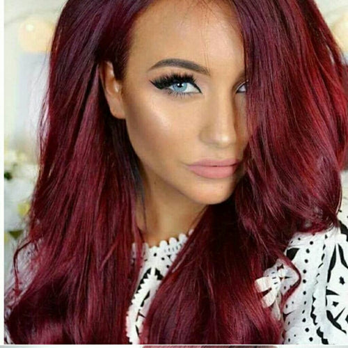 Dark Red//Wavy// Lace Front Wig//Beautiful - Goddess Beauty Royal Wigs