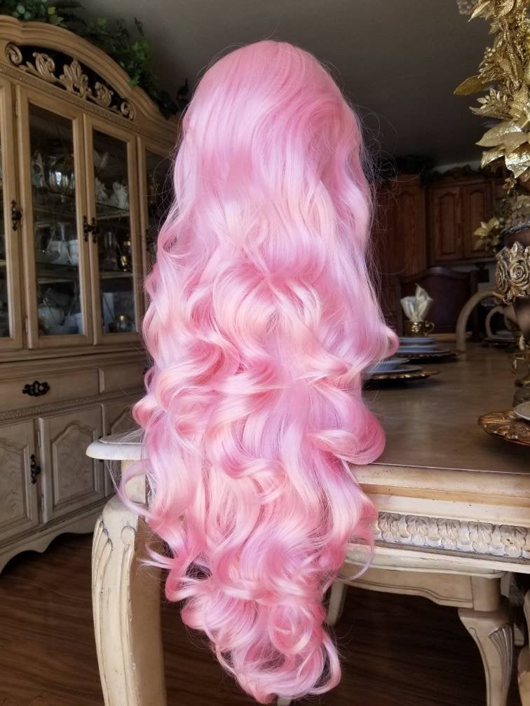 Pink Curly Wave Lace Front Wig - Goddess Beauty Royal Wigs