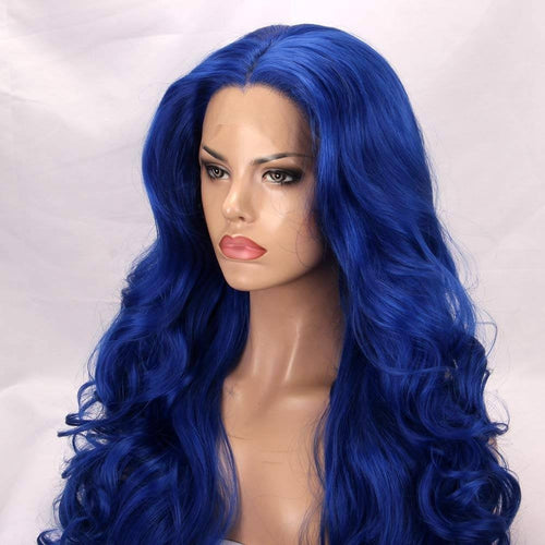 Dark Blue Blue//Wavy// Lace Front Wig//Beautiful//Wig - Goddess Beauty Royal Wigs